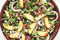 Grilled Halloumi and Peach Salad with Mint and Honey Dressing