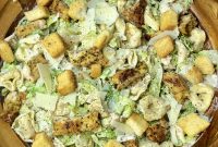 Grilled Chicken Caesar Tortellini Salad with Parmesan Croutons