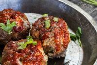 Baked White Cheddar Stuffed Meatballs with Garlic Herb Sauce