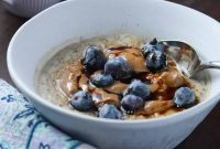 Vegan Oat & Chia Porridge with Blueberries and Almond Butter