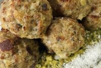 Baked Turkey Meatballs with Fresh Pesto Sauce
