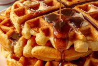 Eggnog Waffles with Warm Cinnamon Maple Syrup