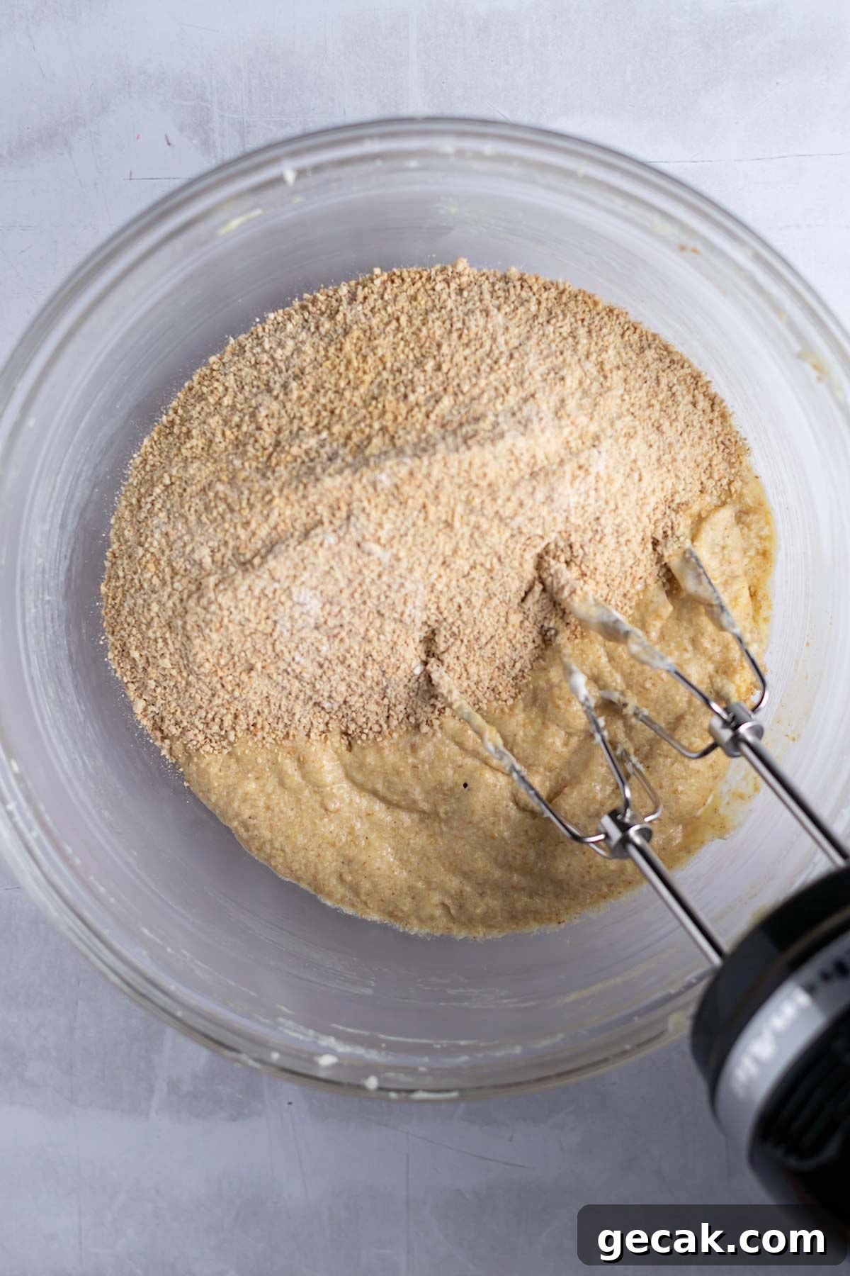 No-Bake Graham Cracker Cake Recipe: Layered Dessert with Creamy Filling 10 final dry ingredients added to graham cracker cake batter
