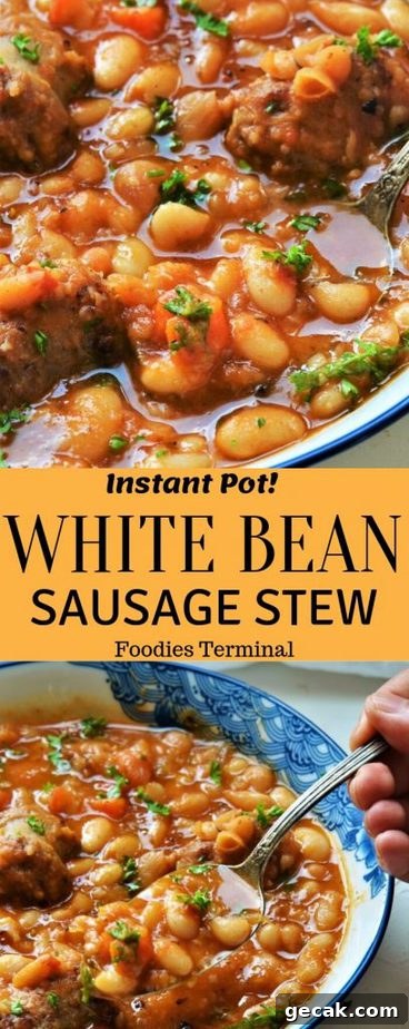 great northern beans and sausage stew recipe collage