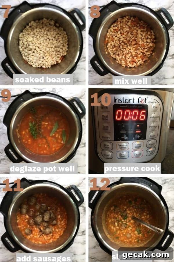 White beans and sausage steps with pictures