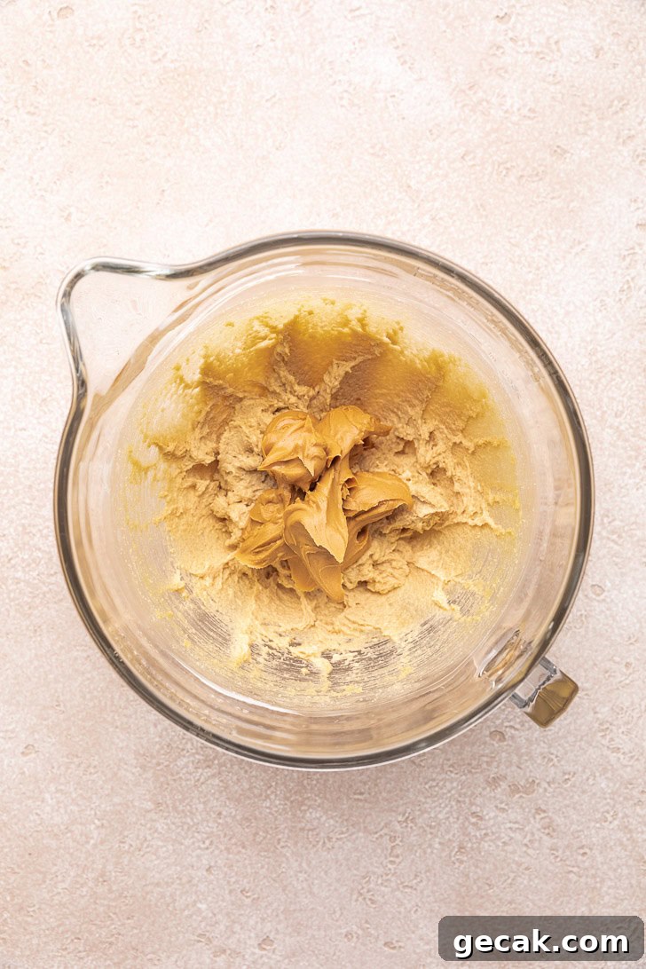 Peanut butter mixed with creamed butter.