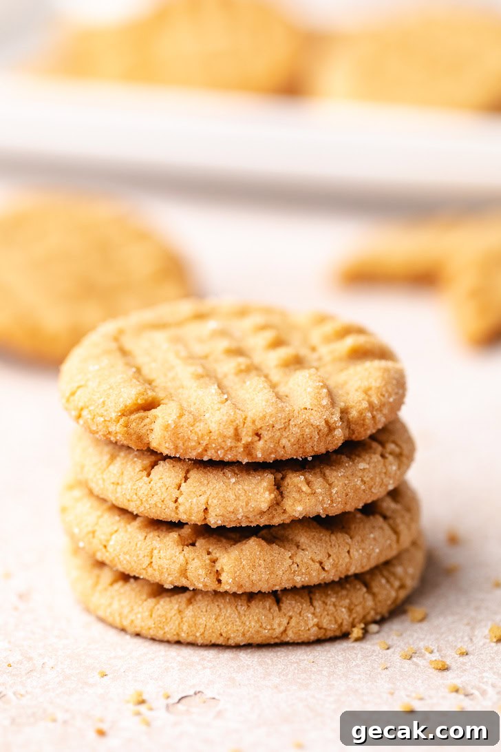 Stack of peanut butter cookies.