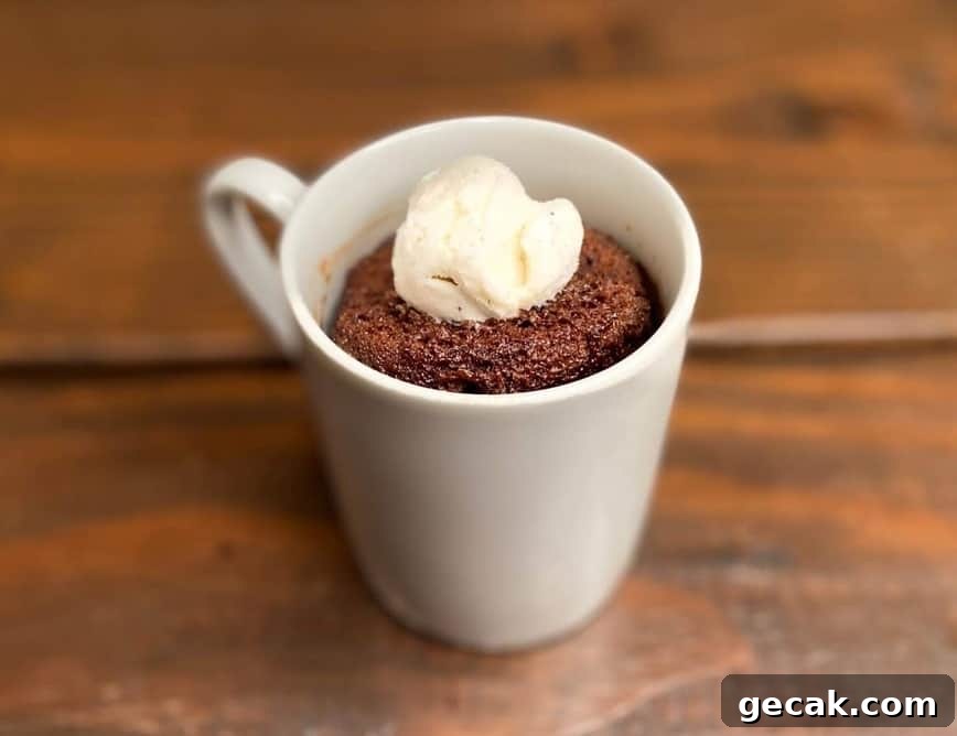 Chocolate cake in a mug.