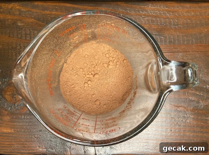 Dry ingredients mixed together in a large measuring cup.