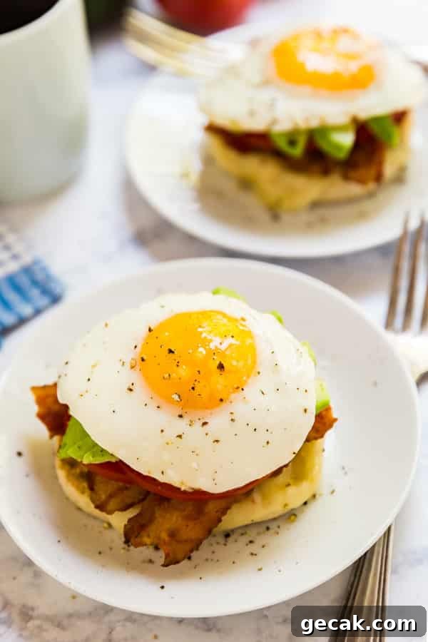 California Breakfast Stack: Sunny Avocado & Egg Brunch Recipe 2 open faced sandwich