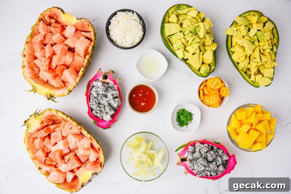 ingredients for tropical fruit salad recipe