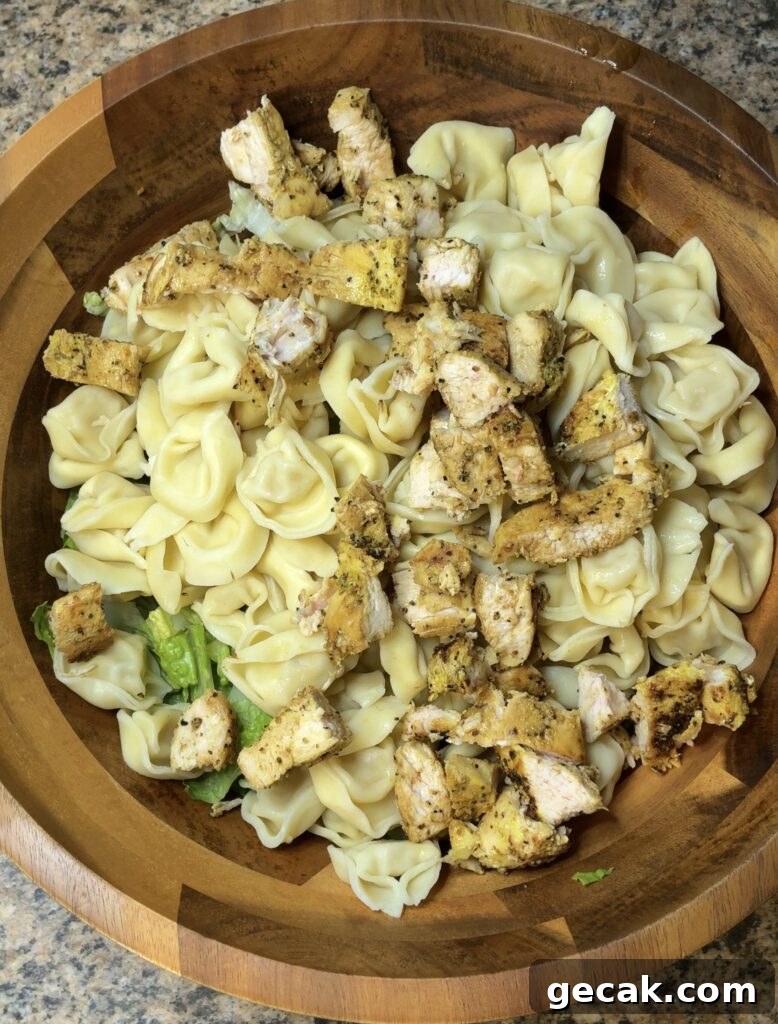 Grilled Chicken Caesar Tortellini Salad with Parmesan Croutons 14 Chicken Caesar Tortellini Salad