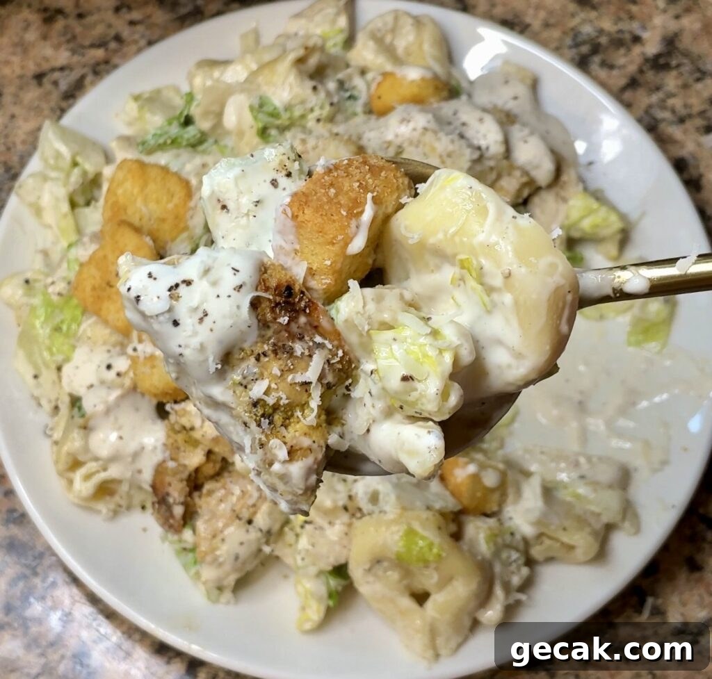 Grilled Chicken Caesar Tortellini Salad with Parmesan Croutons 4 Chicken Caesar Tortellini Salad