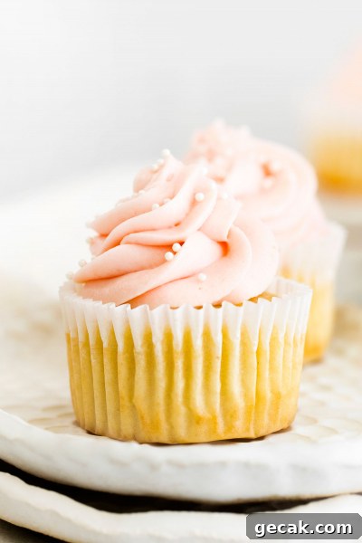 close-up of rhubarb cupcake