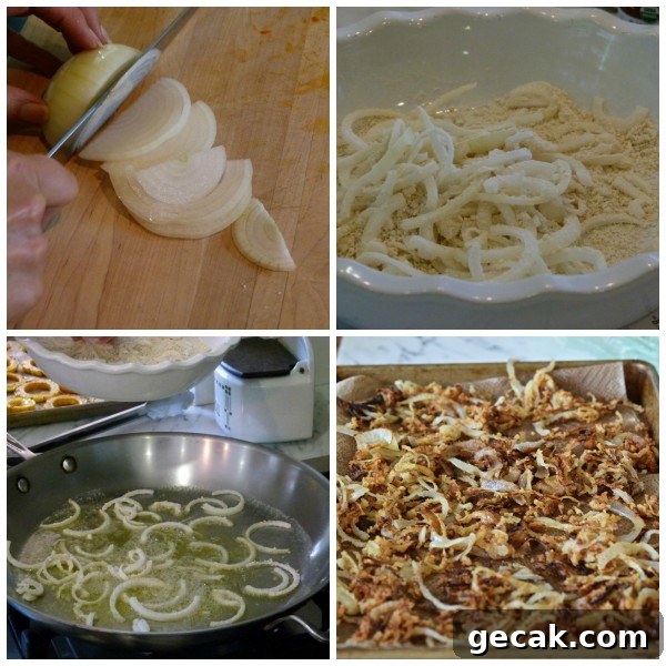 Creamy Green Bean Casserole with Garlic and Parmesan 4 homemade crispy onions | pamela salzman