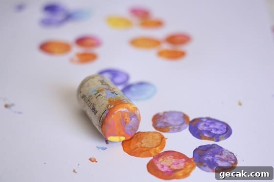 stamping a flower with a single cork