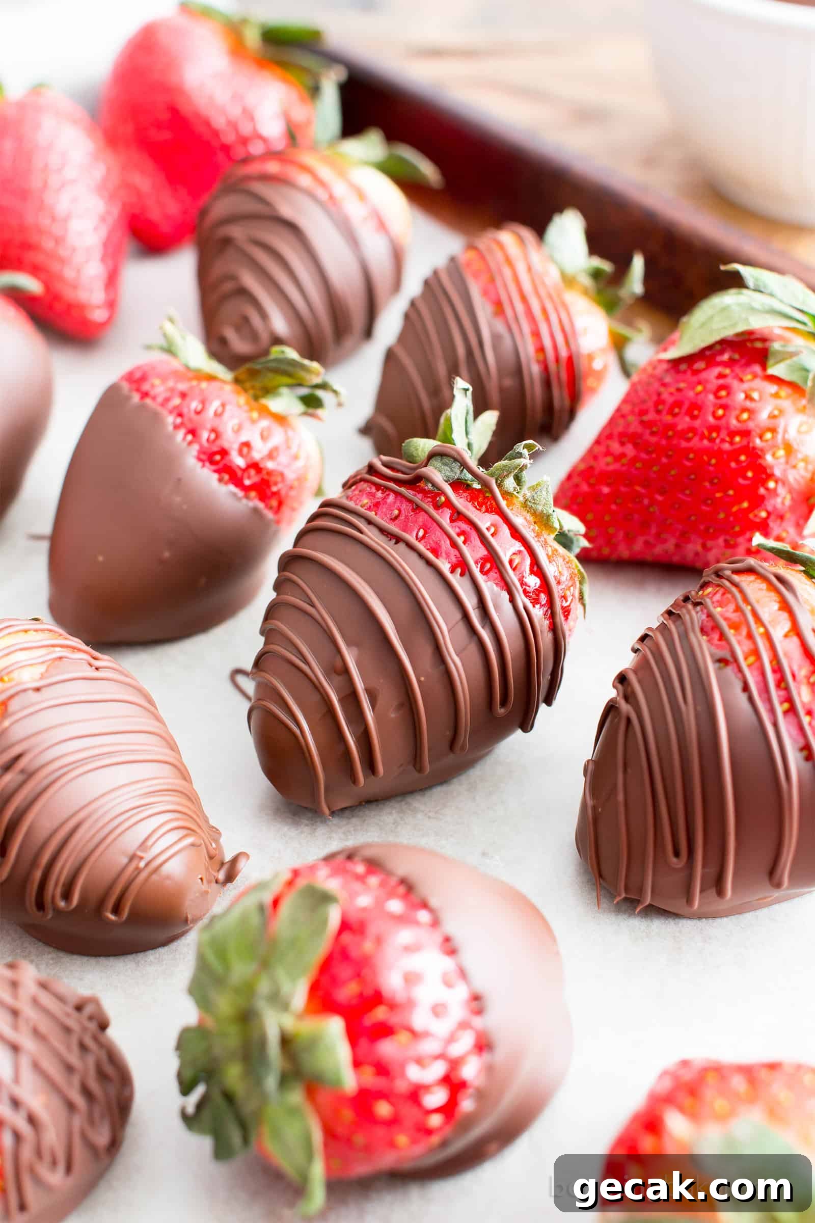 Fresh strawberries dipped in chocolate