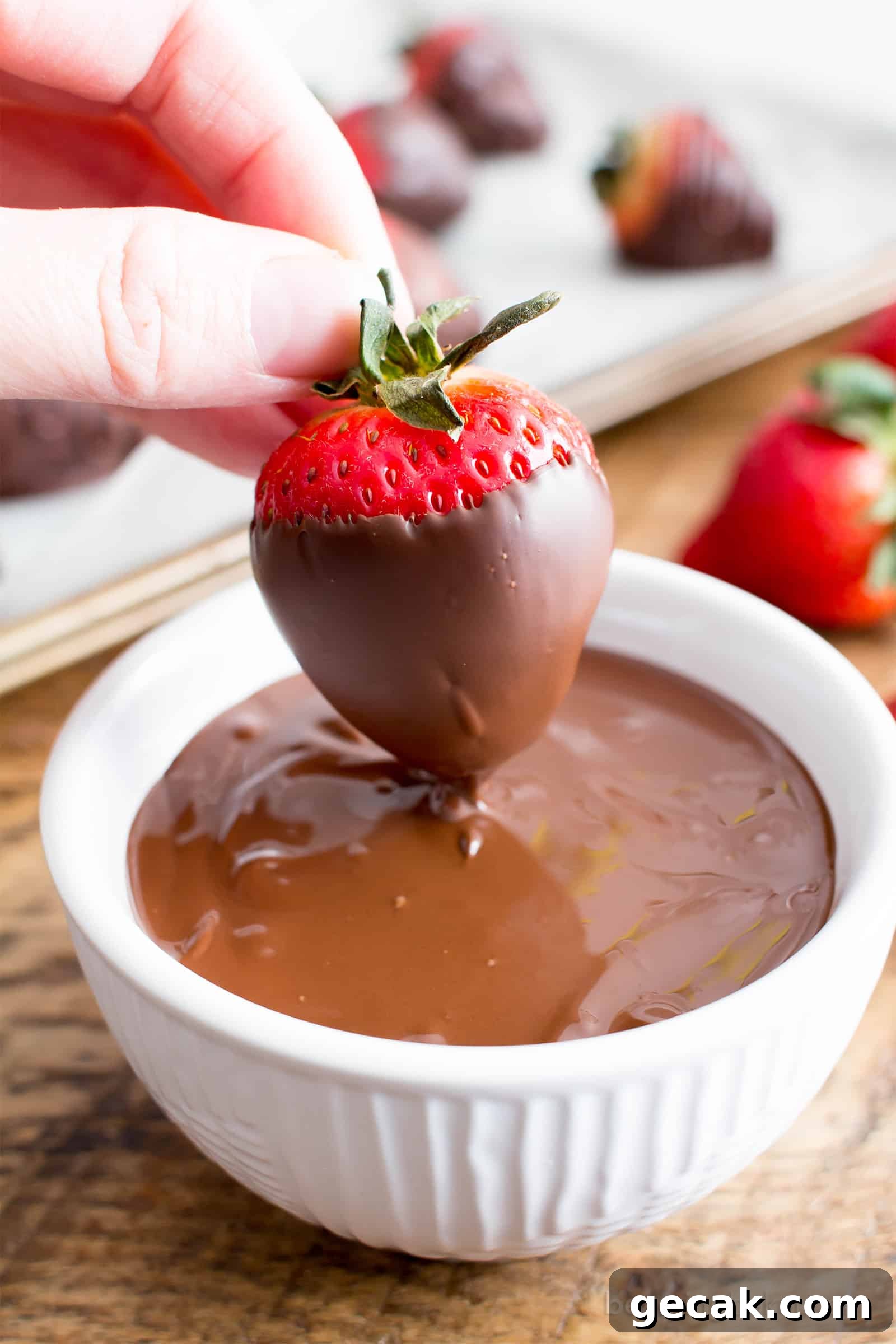 Chocolate-dipped strawberries close-up