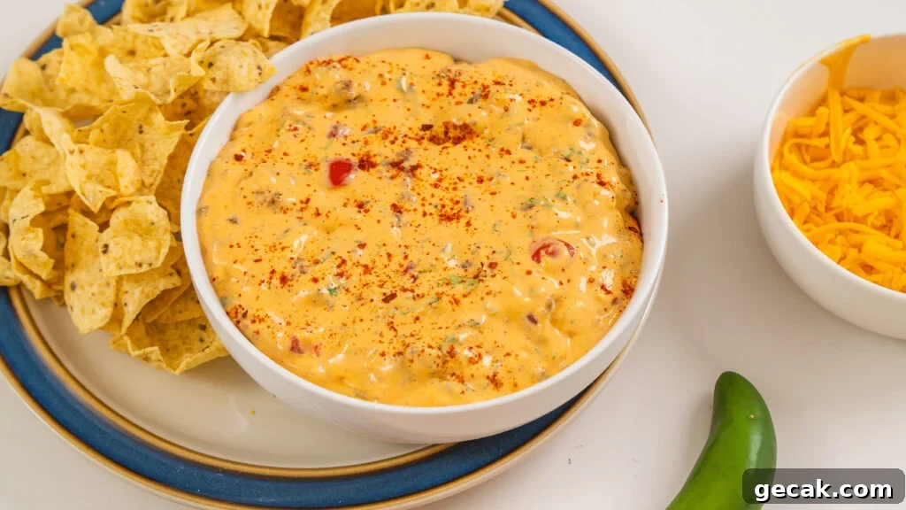 One of the best queso dip recipes out there: a mix of cottage cheese and taco seasoning and tasty toppings.