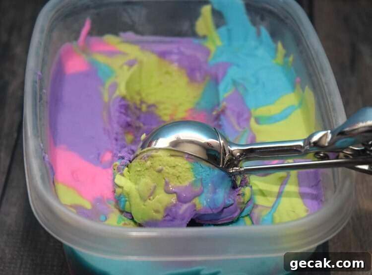 How to Make Colorful Unicorn Ice Cream at Home 7 No Churn Unicorn Ice Cream - rainbow ice cream