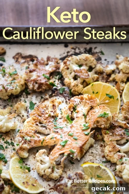 Parmesan-Roasted Cauliflower Steaks with Garlic and Herbs 10 low carb cauliflower steaks on sheet pan