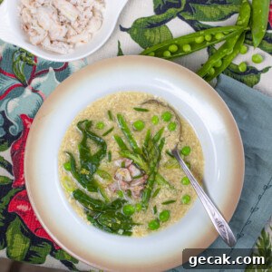 Spring Egg Drop Soup with Fresh Jonah Crab