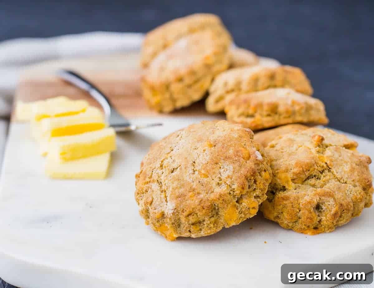 Closeup front view of biscuits.