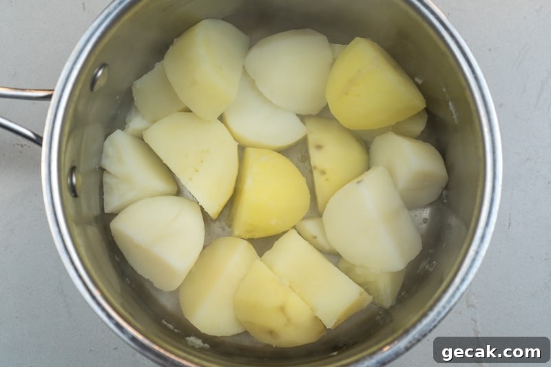 Drained potatoes