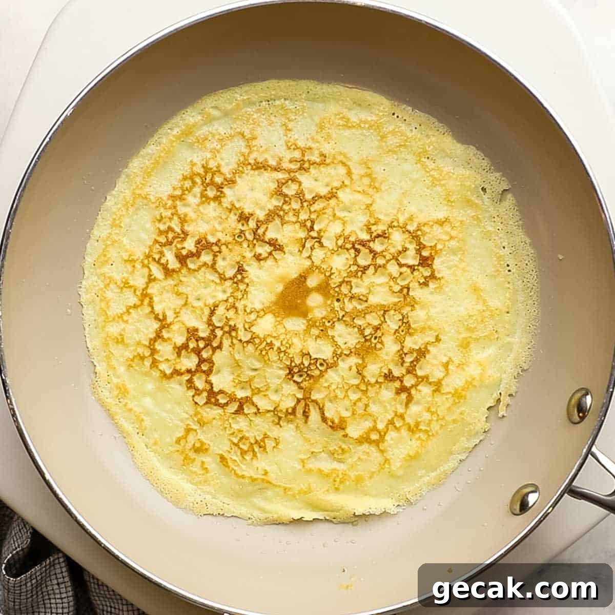 cooked crepe in a pan