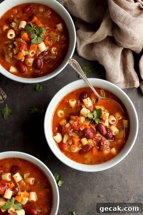 3 bowls of minestrone soup