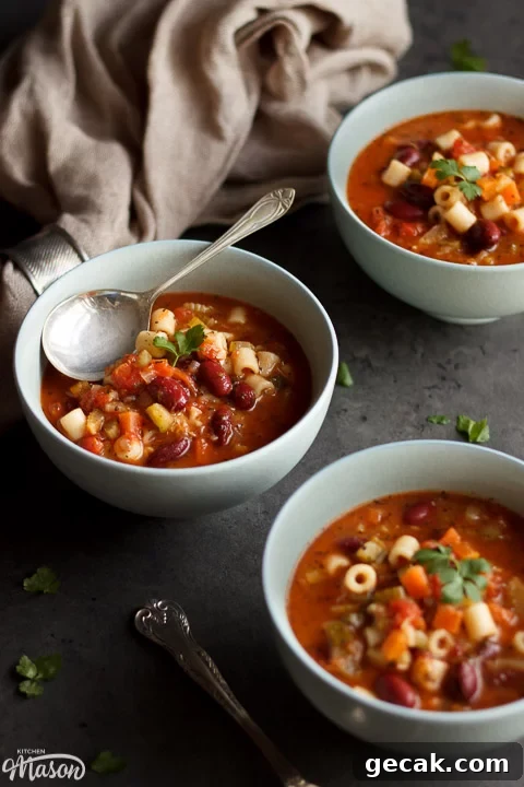 3 bowls of minestrone soup
