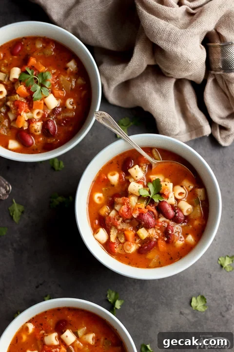 3 bowls of minestrone soup