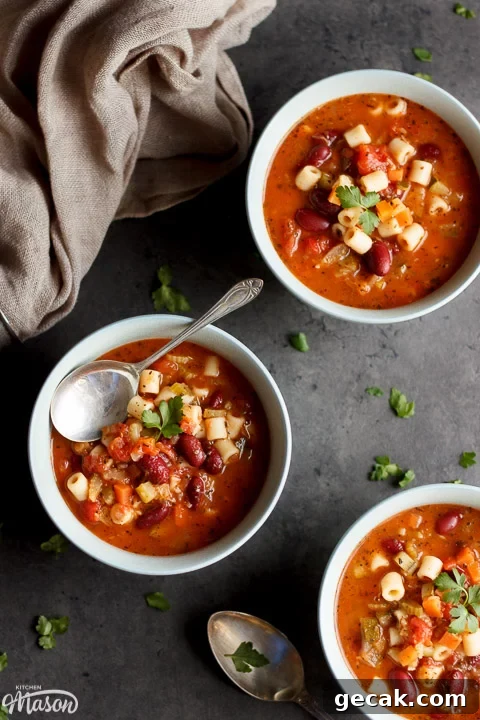 3 bowls of minestrone soup