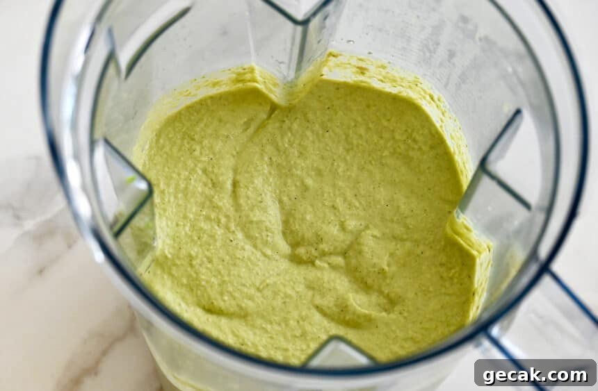 Creamy Asparagus Pesto Pasta with Parmesan 5 Creamy asparagus pesto in a blender