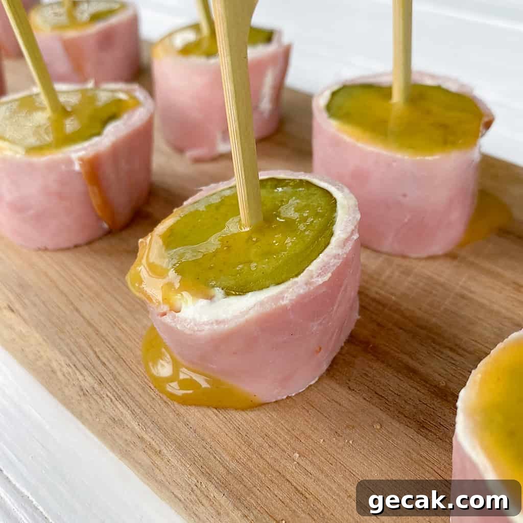 last minute pickle and ham roll ups