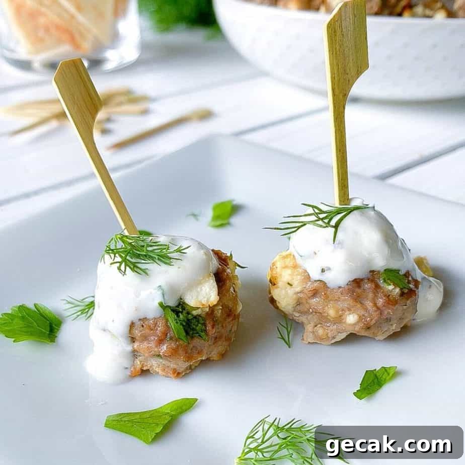 lamb meatballs with feta cheese on skewers