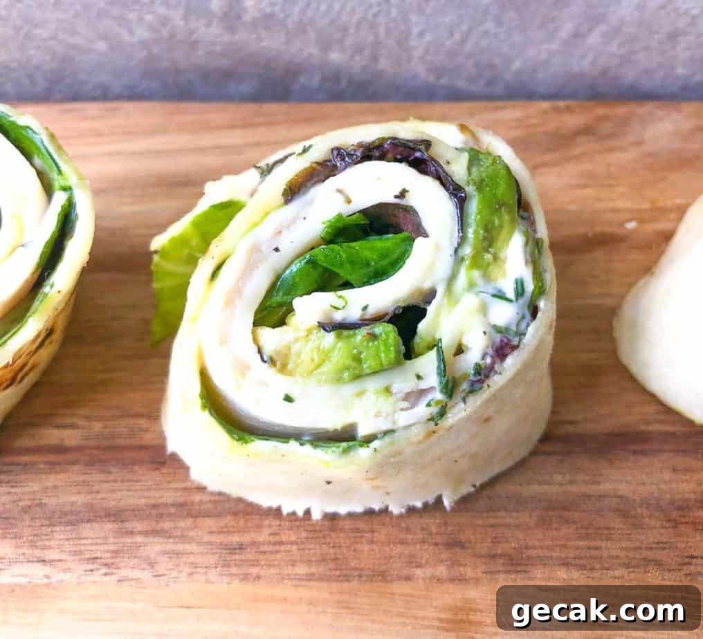 Turkey Avocado Roll Ups With Thyme Dressing