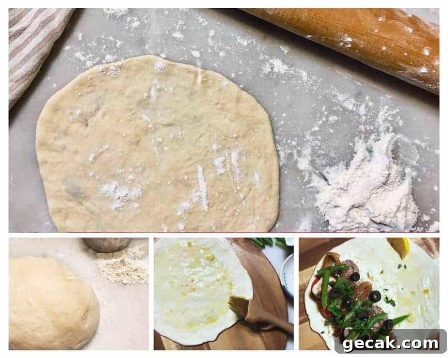 Calzone making dough process.