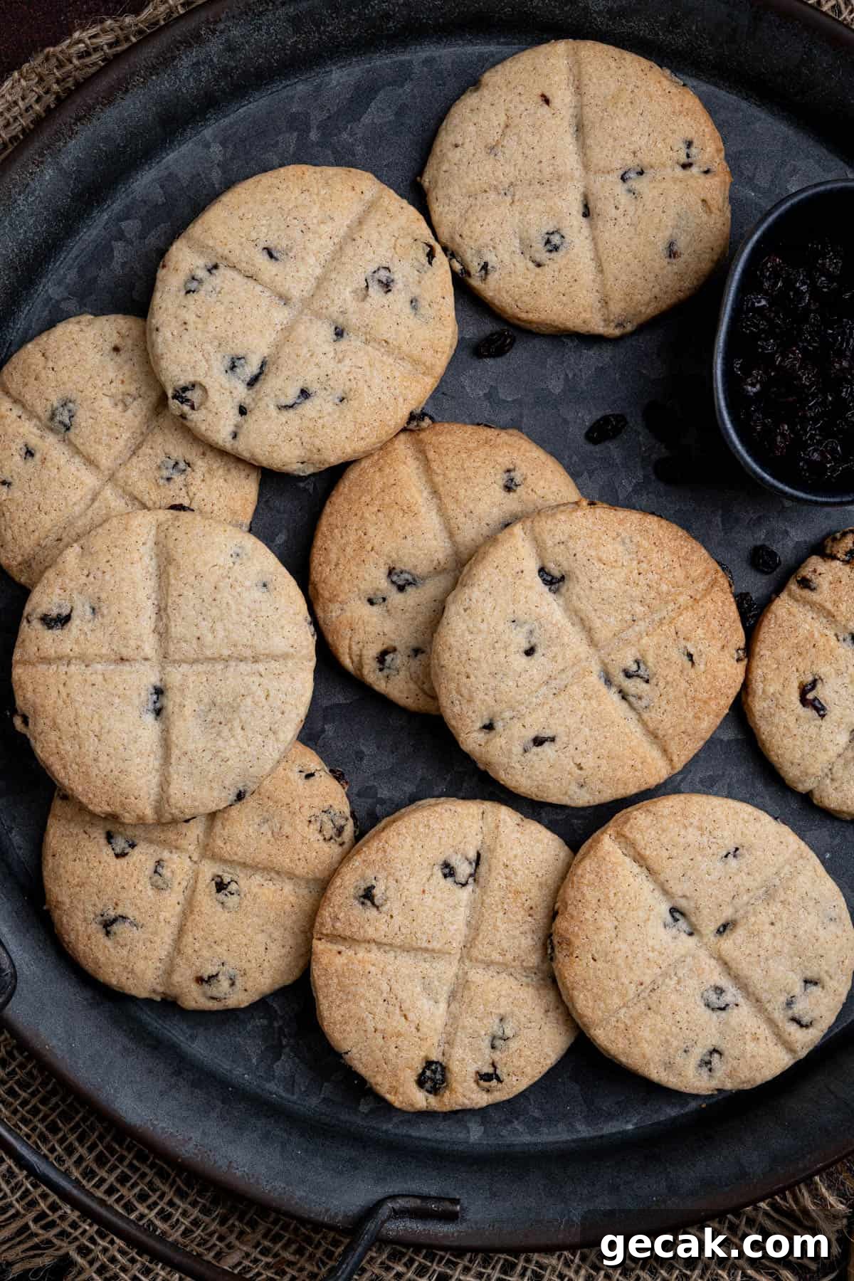 Vegan soul cakes on a metal tray.