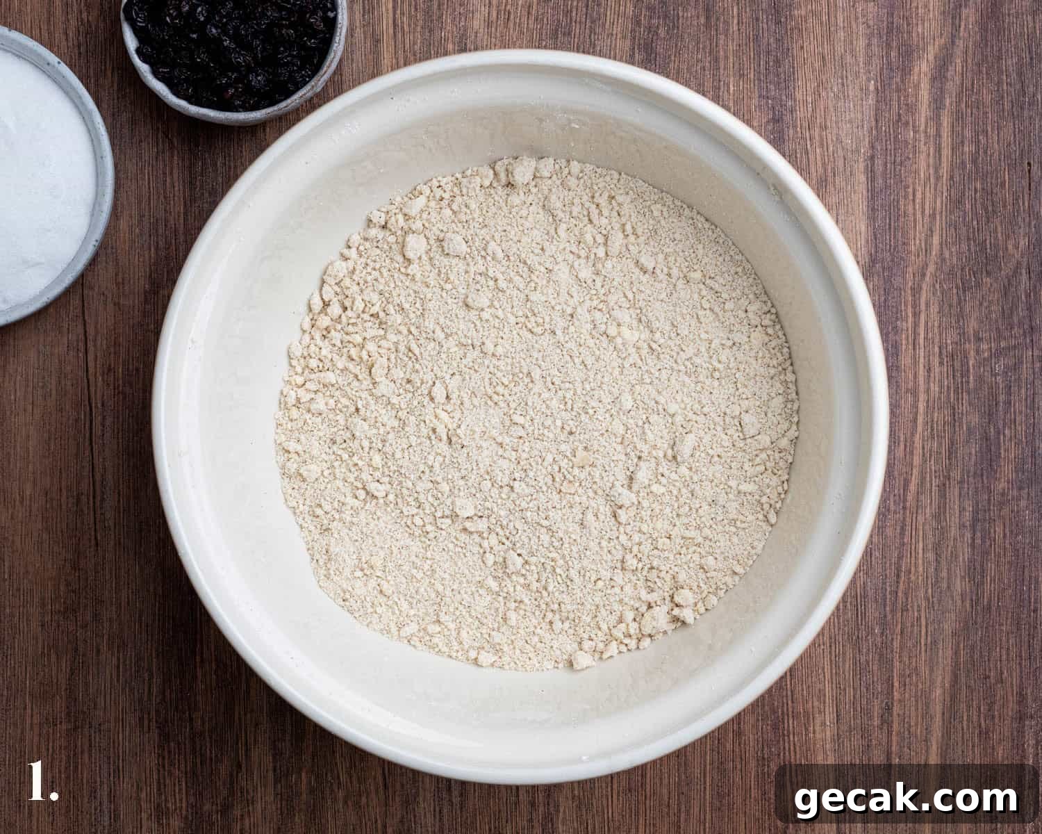 Step 1, the butter rubbed into the dry ingredients.