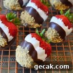 S'mores-Dipped Strawberries: Gooey Chocolate & Marshmallow Treats 7 s'mores dipped strawberries on a wire rack and sheet pan