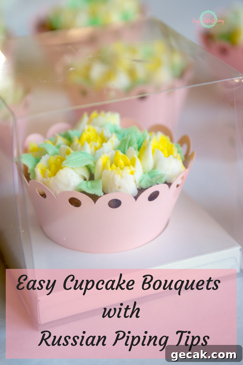 Cupcake Bouquet Tutorial Using Russian Piping Tips 16 Pin this tutorial for later