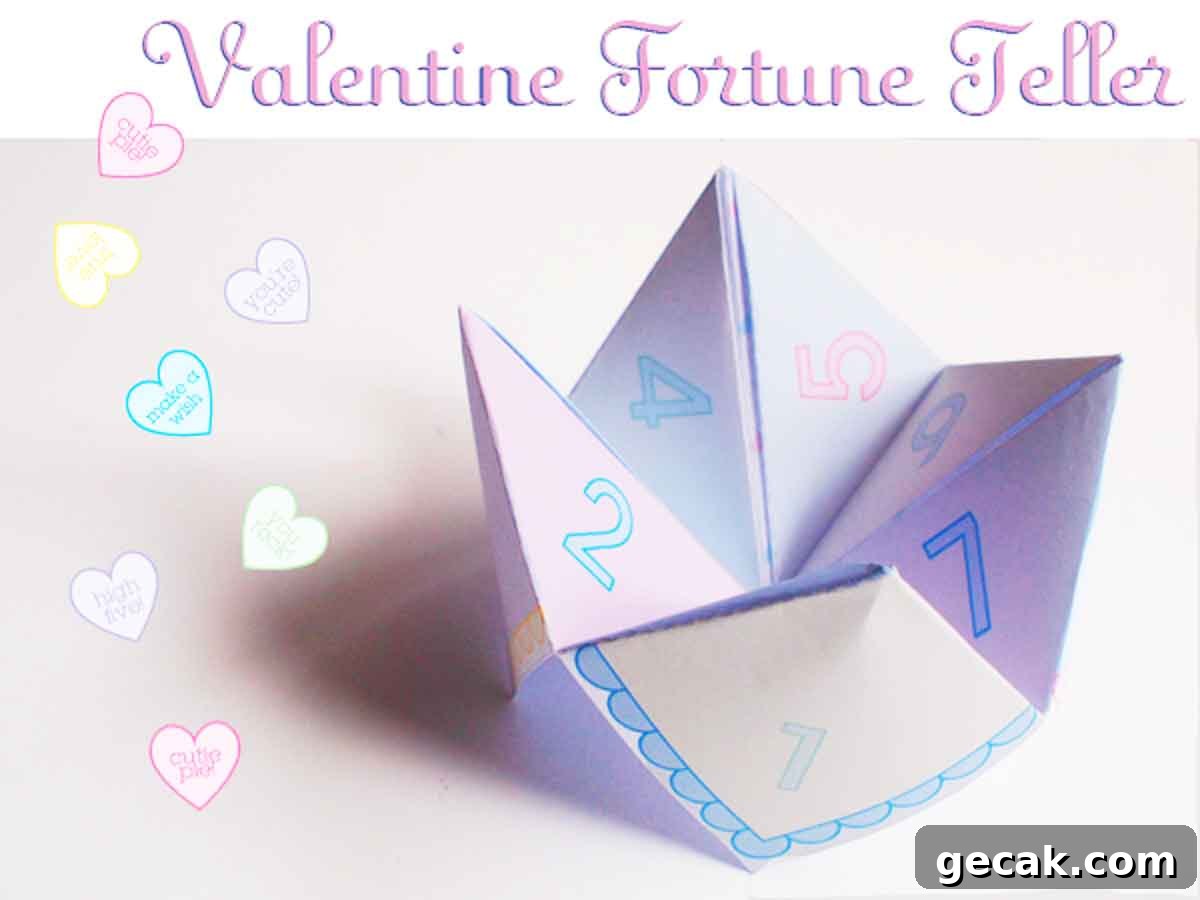 paper folded valentine themed fortune teller