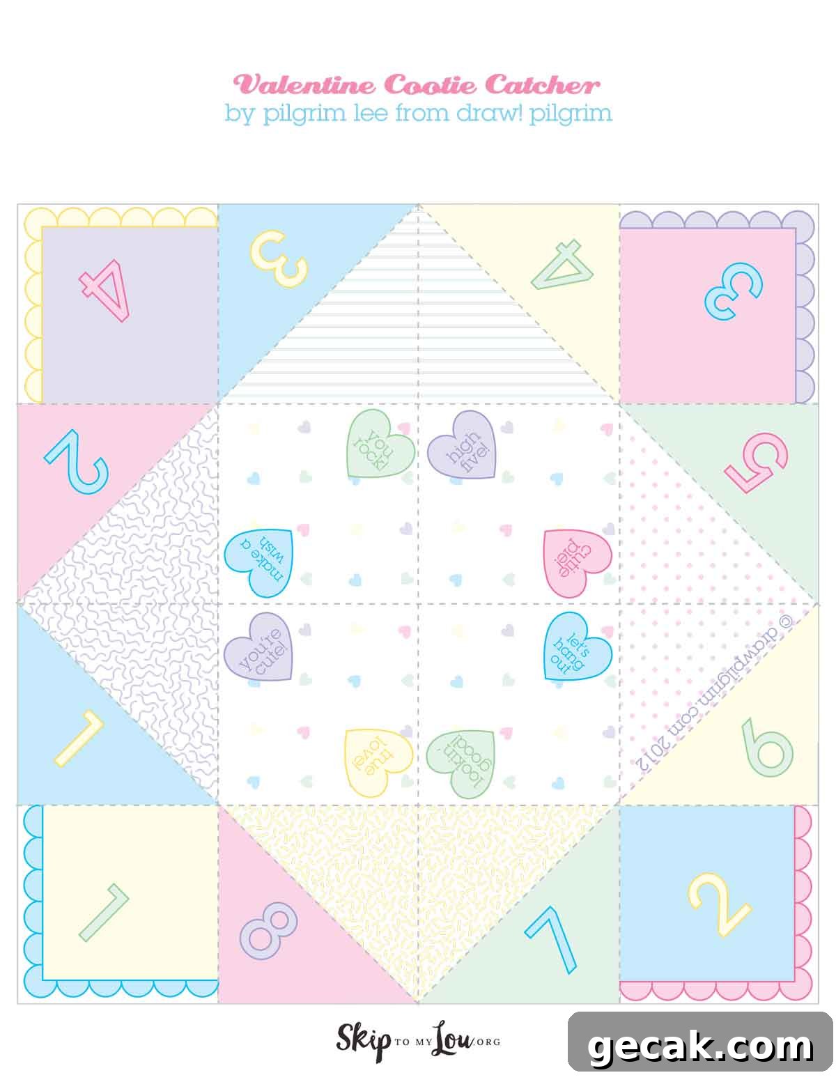 valentine fortune teller before folding