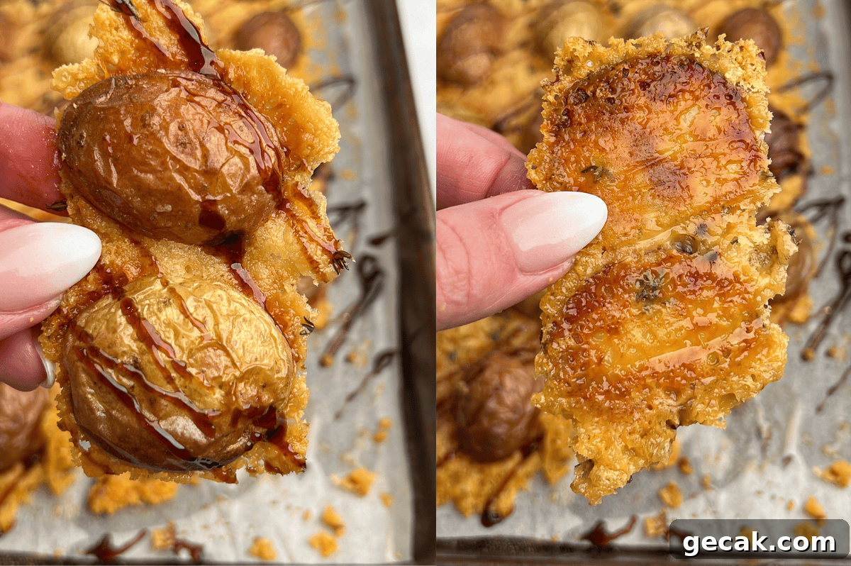 crispy parmesan roasted potatoes from the front and back side