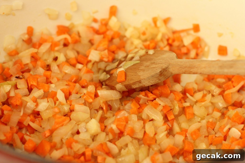 sauteed onions, garlic, and carrots