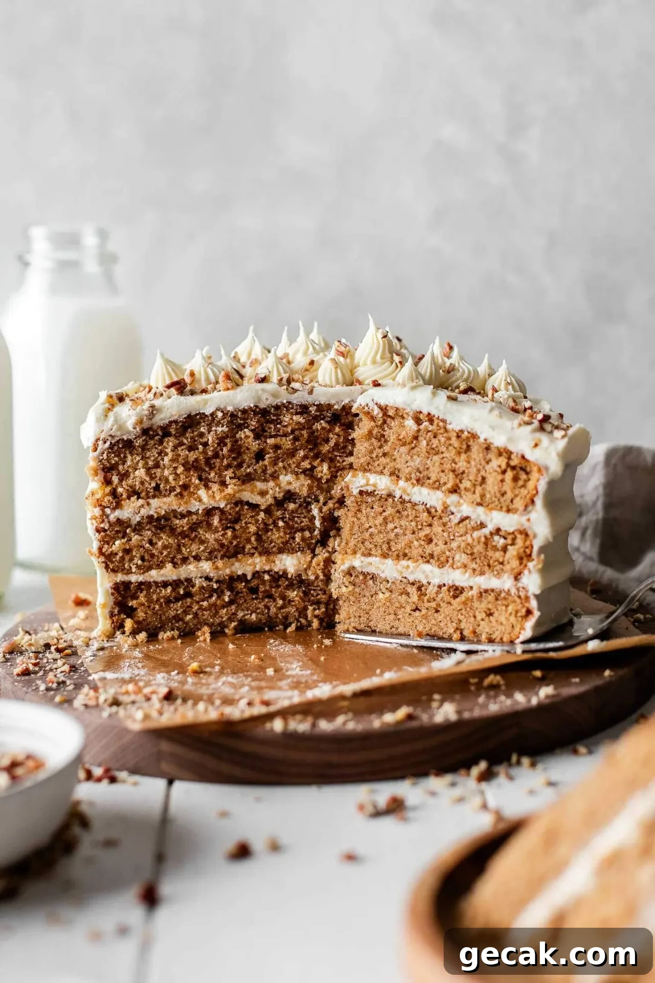 sliced maple cake on wooden cake plate-1-7