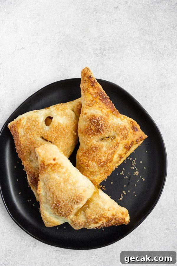 Easy Apple Turnovers on a black plate 