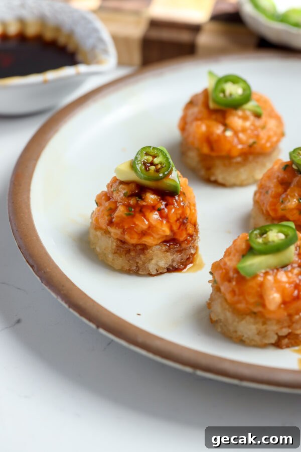 Spicy Salmon Crispy Rice bites
