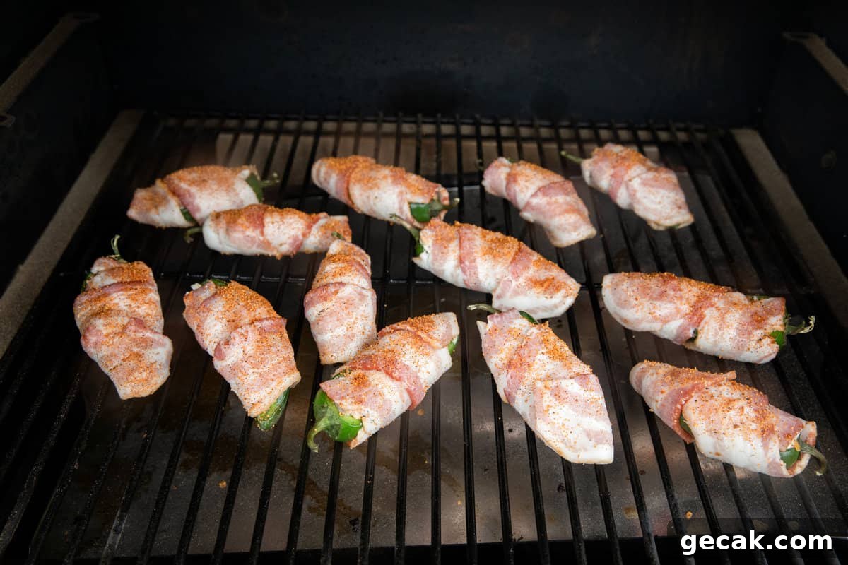 Arraning Texas Twinkies on grill
